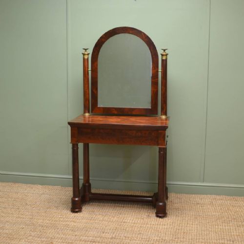 Stunning French Empire, Figured Mahogany Antique Dressing Table