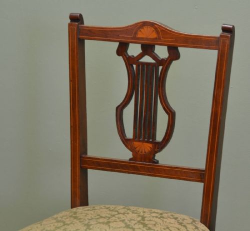 fig 3. Set of 6 Inlaid Antique Edwardian Mahogany Dining Chairs