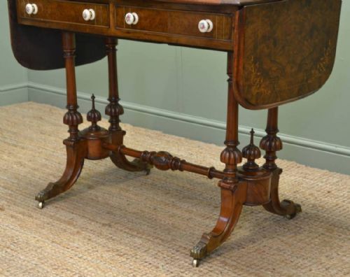 fig 2. Unusual Victorian Burr Walnut Antique Sofa Table