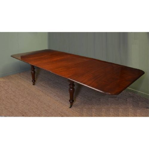 Rare Magnificent Quality, Huge Regency, Figured Solid Mahogany Antique Dining Table