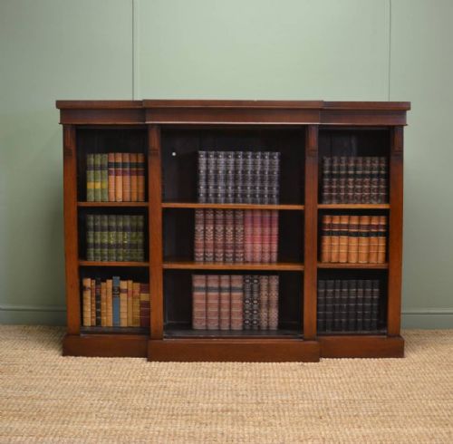 Victorian Oak Brakefronted Antique Open Bookcase