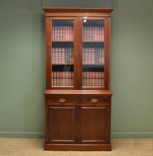 Stunning Quality Victorian, Rich Walnut Antique Bookcase