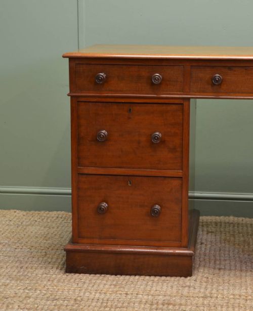 fig 1. Quality Victorian Mahogany Antique Pedestal Desk