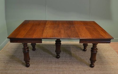 Rich Victorian Solid Oak Antique Extending Dining Table