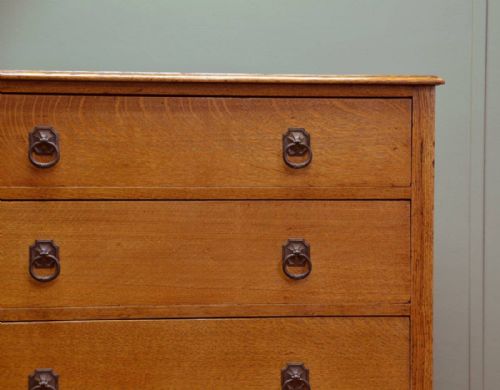 fig 2. Quality Golden Oak Antique Chest of Drawers