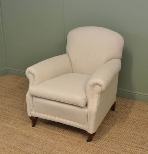 Comfy Edwardian Upholstered Antique Armchair