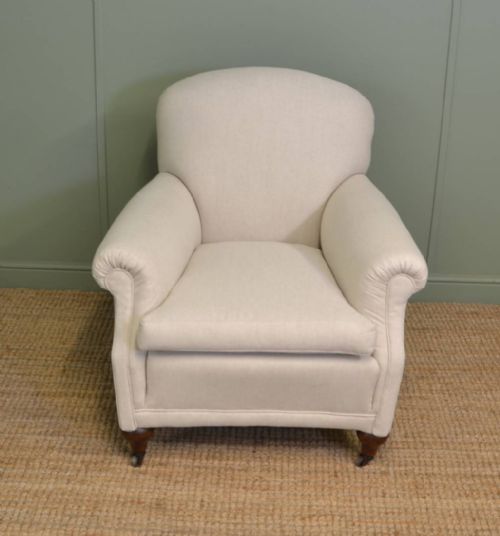 fig 1. Comfy Edwardian Upholstered Antique Armchair
