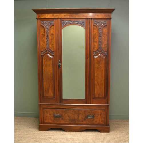 fig 1. Beautifully Figured Walnut Antique Victorian Wardrobe