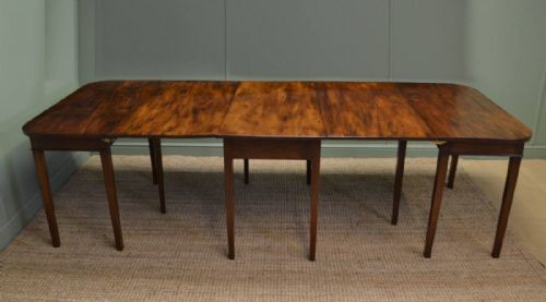 Large Georgian Mahogany D End Antique Dining Table