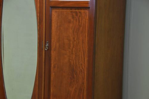 fig 2. Large Superb Quality Edwardian Mahogany Antique Triple Wardrobe