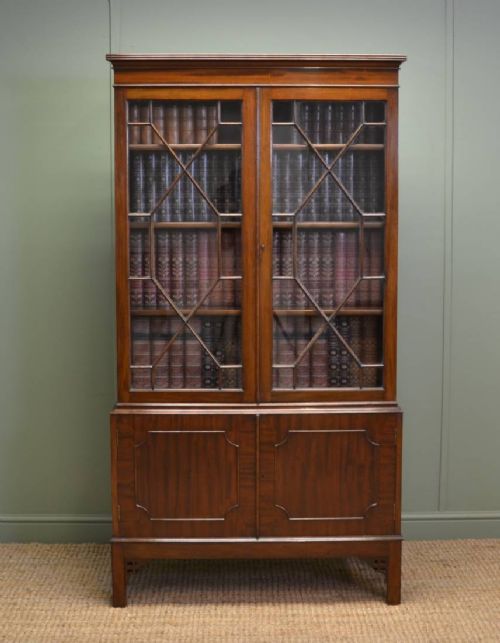 Antique Edwardian Mahogany Display Cabinet / Bookcase