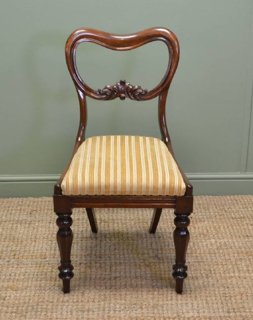 fig 1. Beautiful set of Six Victorian Antique Balloon Back Chairs