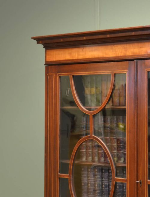 fig 2. Beautifully Inlaid Regency Mahogany Bookcase on Stand