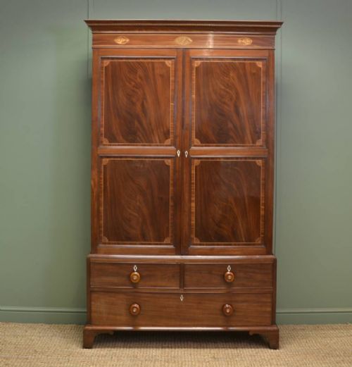 Superb Quality Inlaid Georgian Mahogany Antique Cupboard