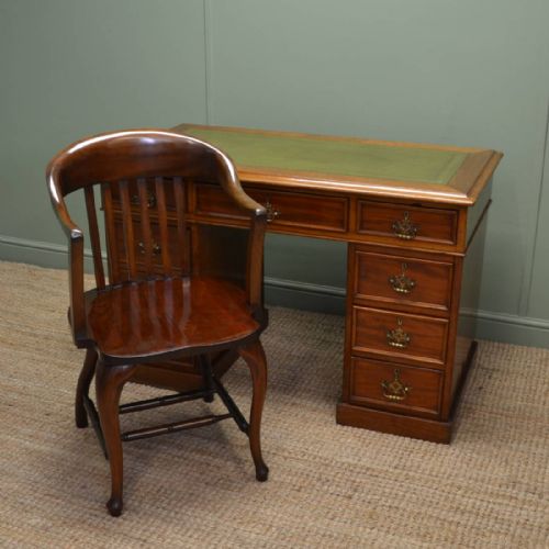 Superb Antique Edwardian Solid Walnut Office Chair / Desk Chair - 4 Available