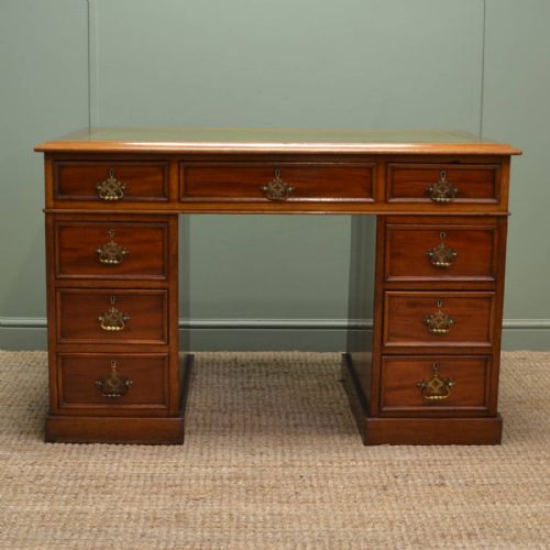 Quality Victorian Warm Walnut Antique Pedestal Desk