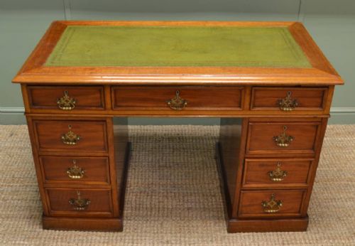 fig 1. Quality Victorian Warm Walnut Antique Pedestal Desk