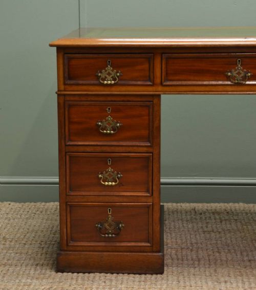 fig 2. Quality Victorian Warm Walnut Antique Pedestal Desk