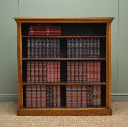 Beautiful Victorian Golden Oak Antique Open Bookcase