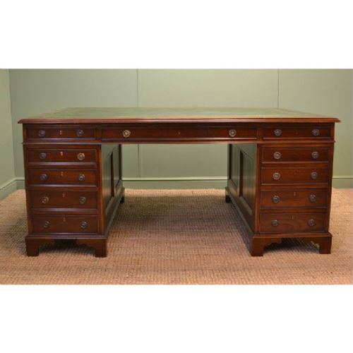 fig 1. Stunning, Large Superb Quality Antique Edwardian Walnut Partners Desk