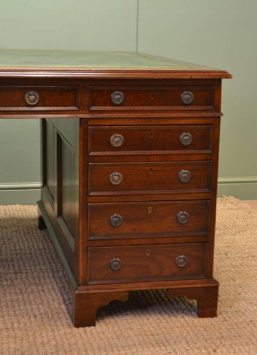 fig 2. Stunning, Large Superb Quality Antique Edwardian Walnut Partners Desk