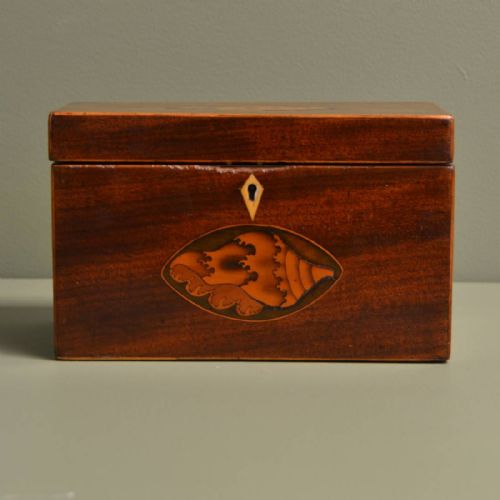 Small Inlaid Georgian Mahogany Antique Tea Caddy / Jewellery Box