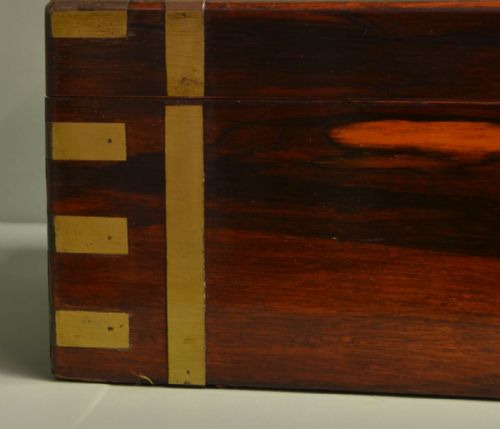 fig 1. Large Victorian Figured Rosewood Antique Writing Slope with Brass Inlay
