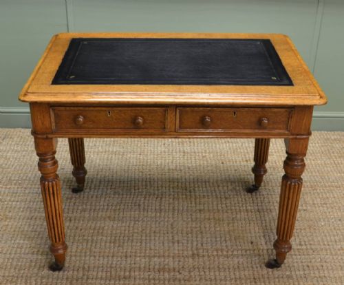fig 1. Superb Quality Golden Oak Antique Victorian Writing Table