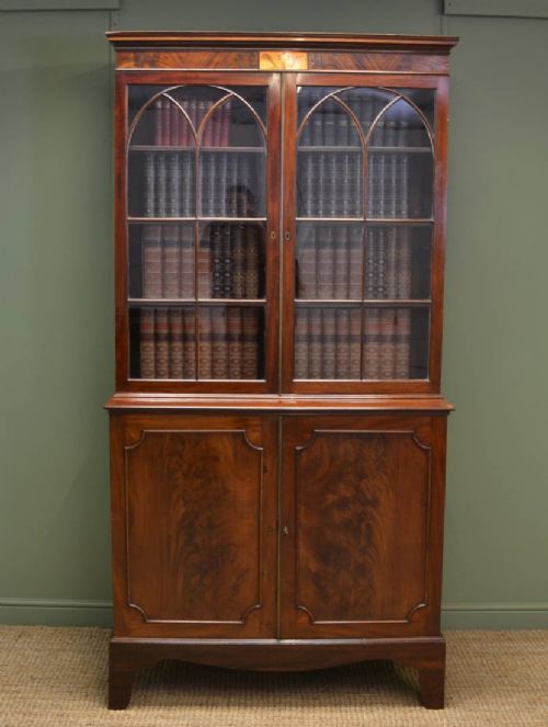 Fine Quality Large Regency Antique Mahogany Bookcase