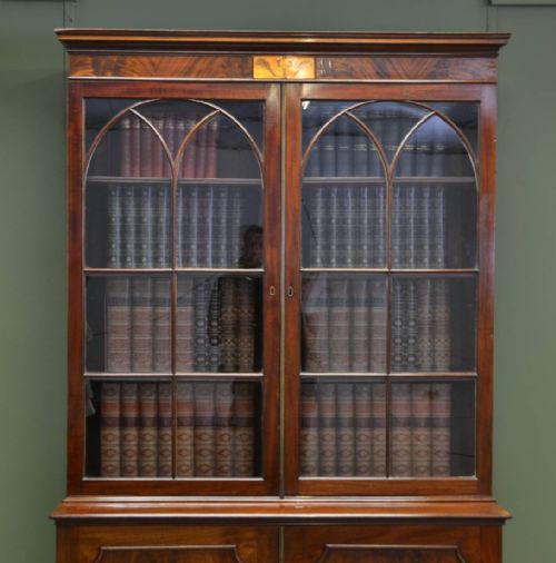 fig 2. Fine Quality Large Regency Antique Mahogany Bookcase