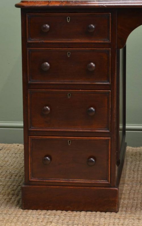 fig 1. Victorian Mahogany Antique Pedestal Desk Stamped by W. Fry and Co