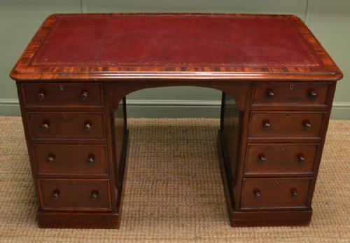 fig 2. Victorian Mahogany Antique Pedestal Desk Stamped by W. Fry and Co