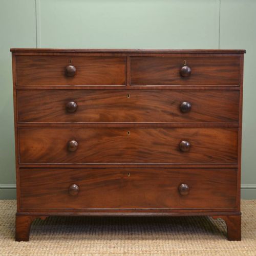 Large Regency Figured Mahogany Antique Chest of Drawers