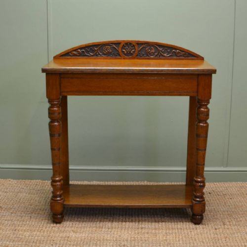 Solid Oak Antique Arts and Crafts Hall / Side Table