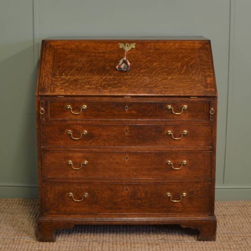 Quality Georgian Oak Antique Bureau / Writing Desk