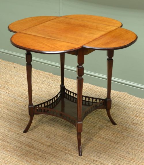 fig 2. Rare Four Leaf Clover, Edwardian Mahogany Antique Occasional Table.