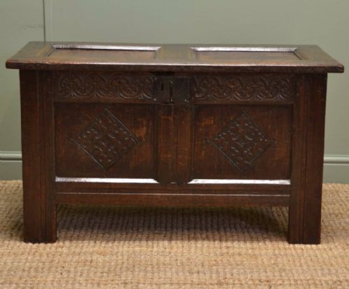 Small Period Oak Antique Country Coffer