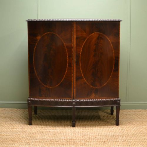 Fine Quality Inlaid Mahogany Antique Linen Press / Cupboard