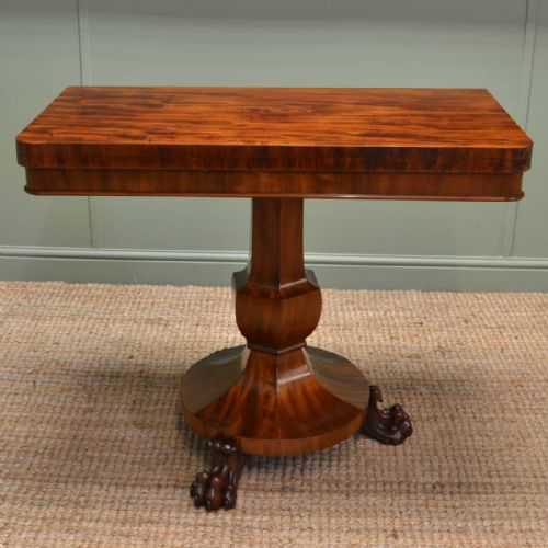 Fine Quality William IV Figured Mahogany Antique Side / Tea / Games or Card Table.