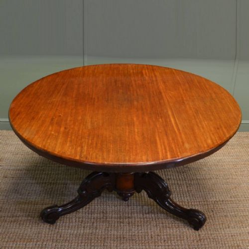 Large Victorian Mahogany Circular Dining Table / Breakfast Table
