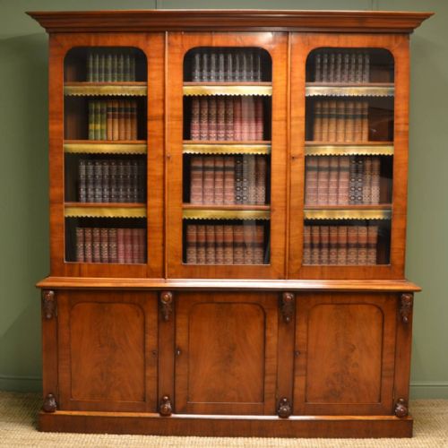 Stunning Figured Mahogany Large Antique Library Bookcase