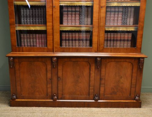 fig 1. Stunning Figured Mahogany Large Antique Library Bookcase