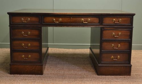 Large Oak Antique Pedestal Desk