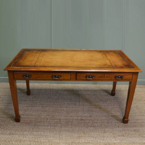 Large Edwardian Mellow Mahogany Antique Writing Table Desk