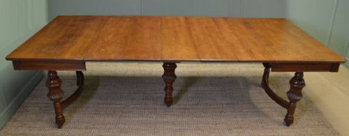 Large Solid Oak French Antique Victorian Extending Dining Table