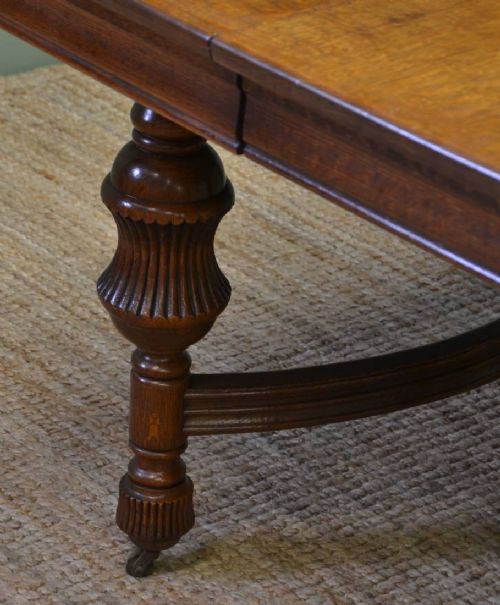 fig 1. Large Solid Oak French Antique Victorian Extending Dining Table