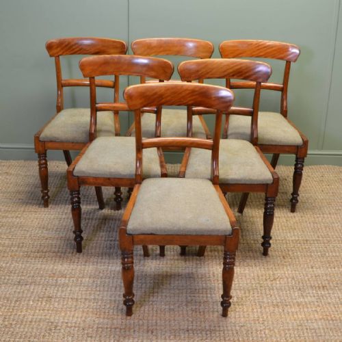 Unusual Set of Six Country Satin Birch Victorian Dining Chairs