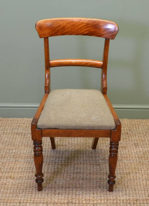 fig 1. Unusual Set Of Six Country Satin Birch Victorian Dining Chairs