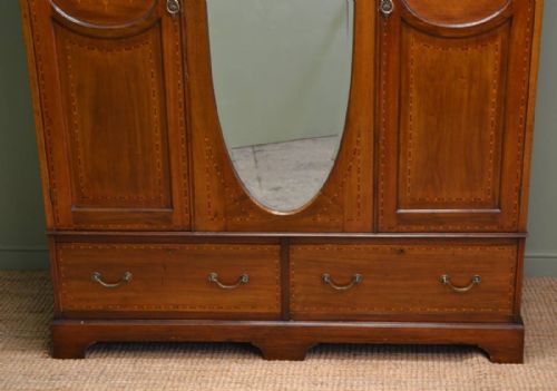 fig 1. Quality Inlaid Edwardian Mahogany Antique Double Wardrobe