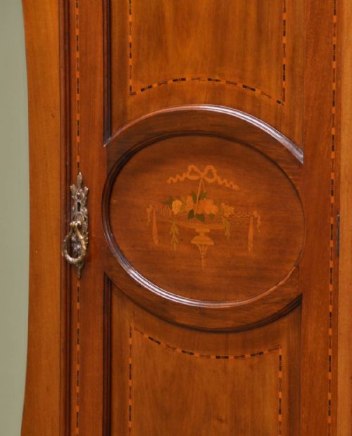 fig 2. Quality Inlaid Edwardian Mahogany Antique Double Wardrobe